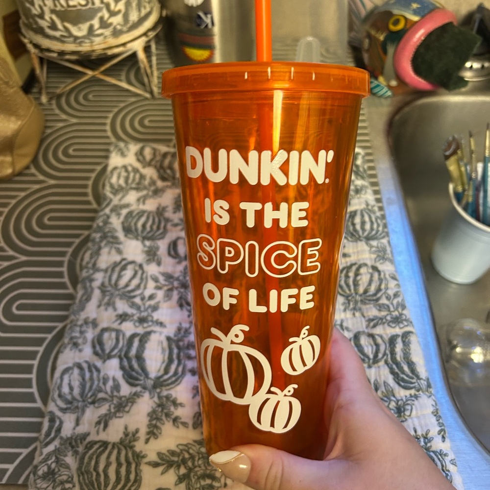 Dunkin' Orange Tumbler with Straw